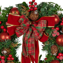 71CM Christmas Wreath with Red Baubles, Berries & Pine Cones