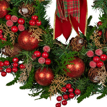 71CM Christmas Wreath with Red Baubles, Berries & Pine Cones