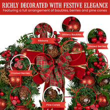 71CM Christmas Wreath with Red Baubles, Berries & Pine Cones