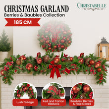 1.85M Pre-Decorated Christmas Garland with Berries, Pine Cones & Baubles