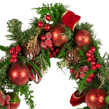 1.85M Pre-Decorated Christmas Garland with Berries, Pine Cones & Baubles