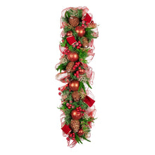 1M Pre-Decorated Christmas Garland with Berries, Pine Cones & Baubles