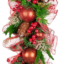1M Pre-Decorated Christmas Garland with Berries, Pine Cones & Baubles