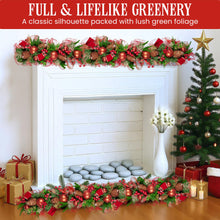 1M Pre-Decorated Christmas Garland with Berries, Pine Cones & Baubles