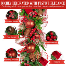 1M Pre-Decorated Christmas Garland with Berries, Pine Cones & Baubles