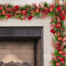 1M Pre-Decorated Christmas Garland – Baubles Berries Pine Cones Ribbon