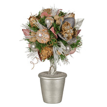 36CM Pre-Decorated Christmas Topiary Tree with Jewelled Baubles & Flowers
