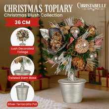 36CM Pre-Decorated Christmas Topiary Tree with Jewelled Baubles & Flowers