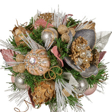36CM Pre-Decorated Christmas Topiary Tree with Jewelled Baubles & Flowers