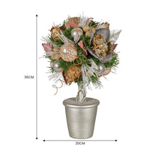 36CM Pre-Decorated Christmas Topiary Tree with Jewelled Baubles & Flowers