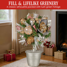 36CM Pre-Decorated Christmas Topiary Tree with Jewelled Baubles & Flowers