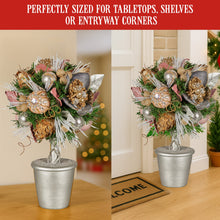 36CM Pre-Decorated Christmas Topiary Tree with Jewelled Baubles & Flowers