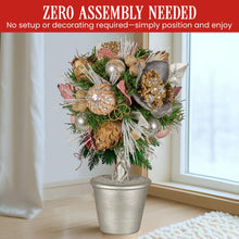 36CM Pre-Decorated Christmas Topiary Tree with Jewelled Baubles & Flowers