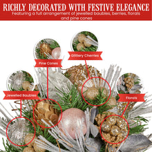33CM Decorated Christmas Bouquet – Jeweled Baubles, Berries, Flowers & Pine Cones