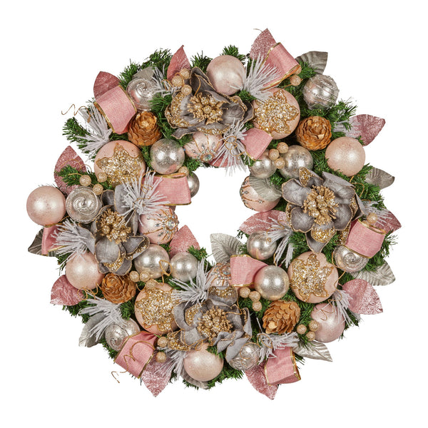 71CM Christmas Wreath – Baubles, Flowers, Ribbon & Berries