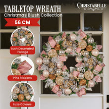56CM Pre-Decorated Christmas Wreath with Jewelled Baubles, Flowers & Ribbons