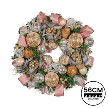 56CM Pre-Decorated Christmas Wreath with Jewelled Baubles, Flowers & Ribbons