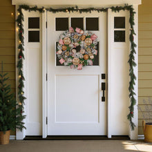 56CM Pre-Decorated Christmas Wreath with Jewelled Baubles, Flowers & Ribbons