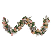 1.8M Pre-Decorated Christmas Garland – Baubles Flowers Ribbon Berries