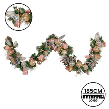 1.85M Pre-Decorated Christmas Garland with Jewelled Baubles & Flowers