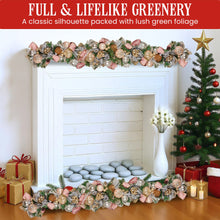 1.85M Pre-Decorated Christmas Garland with Jewelled Baubles & Flowers