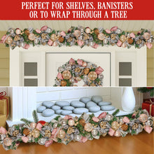 1.85M Pre-Decorated Christmas Garland with Jewelled Baubles & Flowers