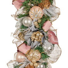 1M Pre-Decorated Christmas Garland with Jewelled Baubles & Flowers