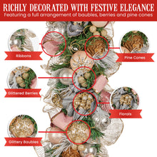 1M Pre-Decorated Christmas Garland with Jewelled Baubles & Flowers