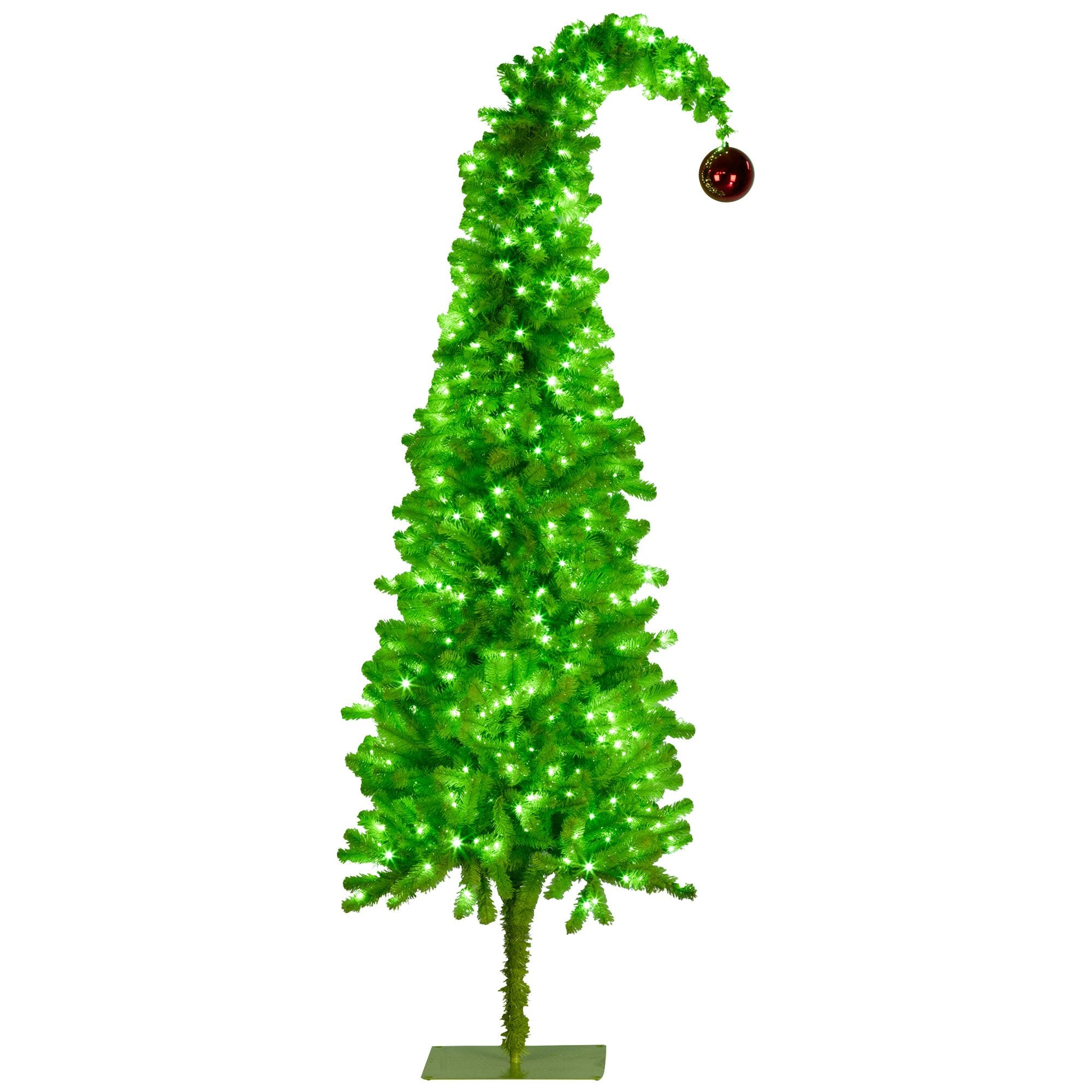 7.5FT Gremlin Curved Pre-Lit Christmas Tree with 500 Warm White & Green LEDs