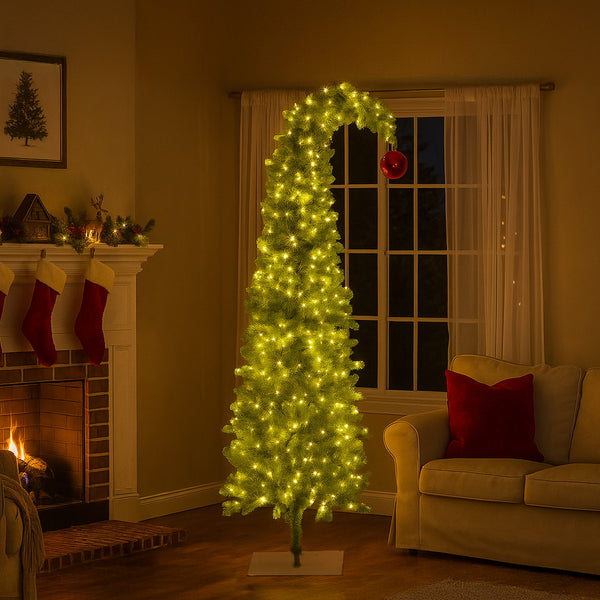 7.5FT Curved Top Christmas Tree – 1052 Tips, 500 Multicolour LED Lights