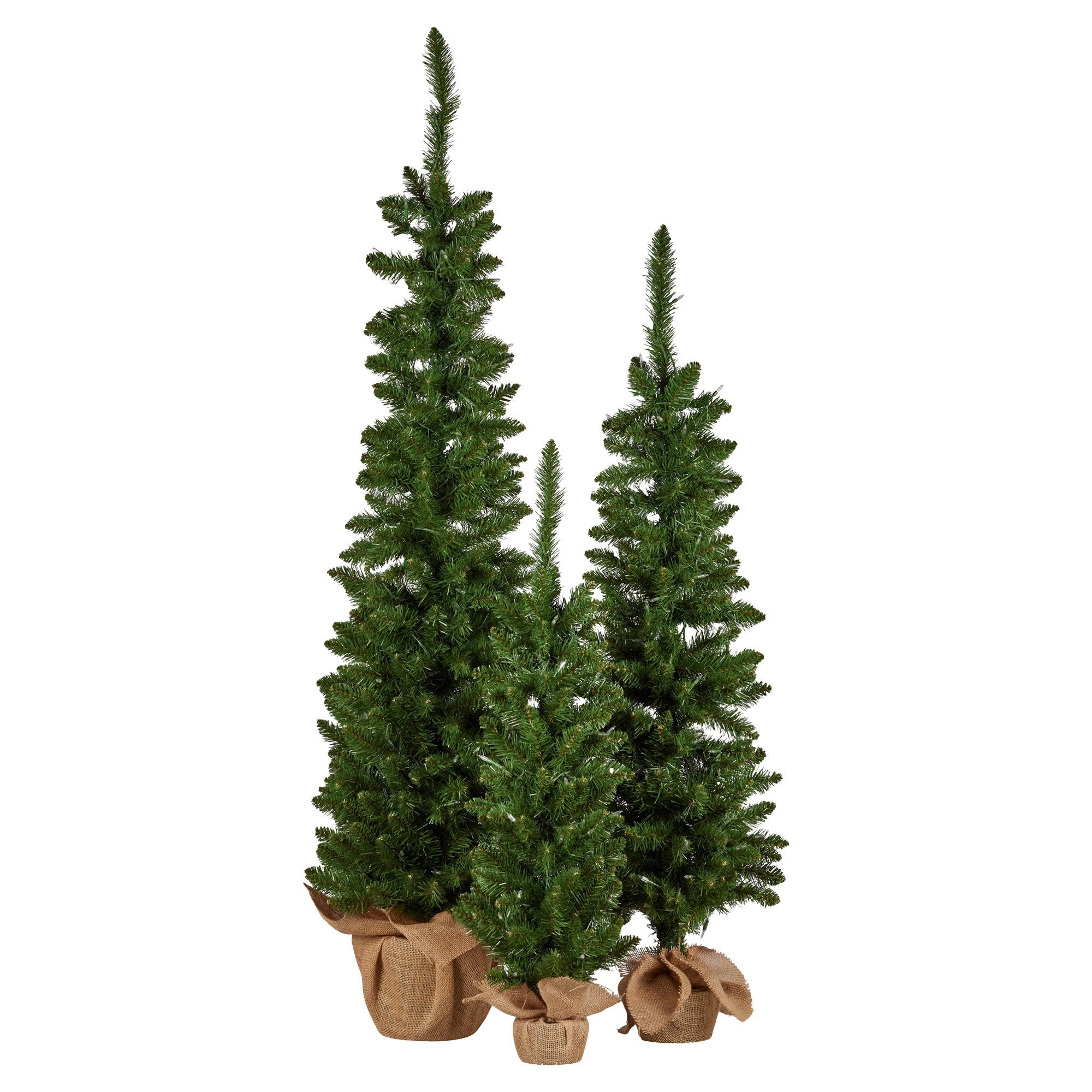 Set of 3 Pre-Lit Christmas Trees 5FT, 4FT & 3FT with Warm White LEDs