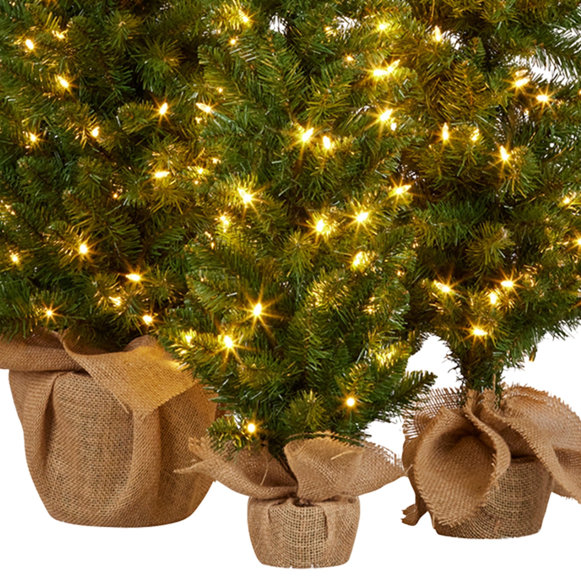 Set of 3 Pre-Lit Christmas Trees 5FT, 4FT & 3FT with Warm White LEDs