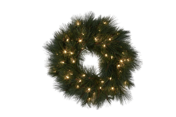 61CM Long Needle Pre-Lit Christmas Wreath – 50 Multi-Function LED Lights