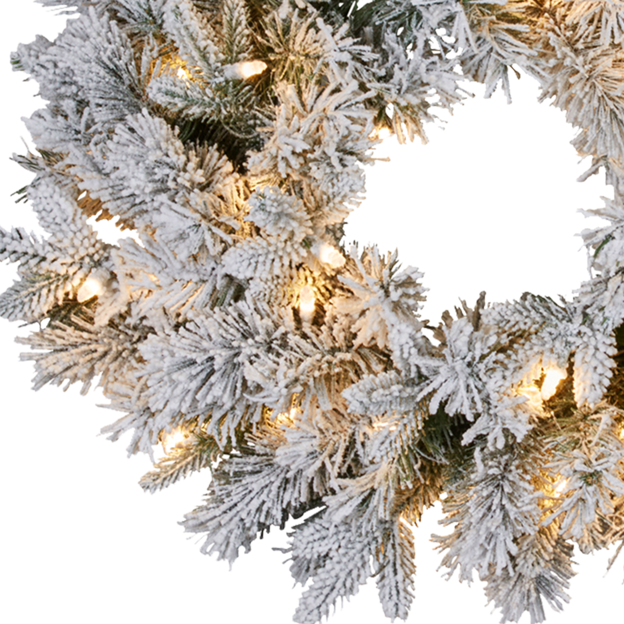 61CM Snowy Atica Pre-Lit Christmas Wreath with 50 Warm White LEDs