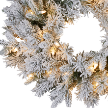 61CM Snowy Atica Pre-Lit Christmas Wreath with 50 Warm White LEDs
