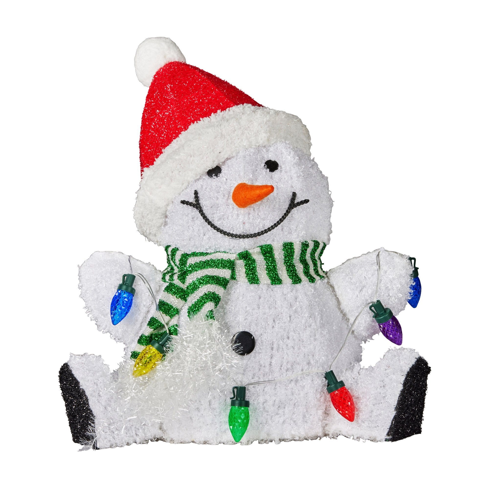 40CM Sitting Snowman Display with 35 LED Lights