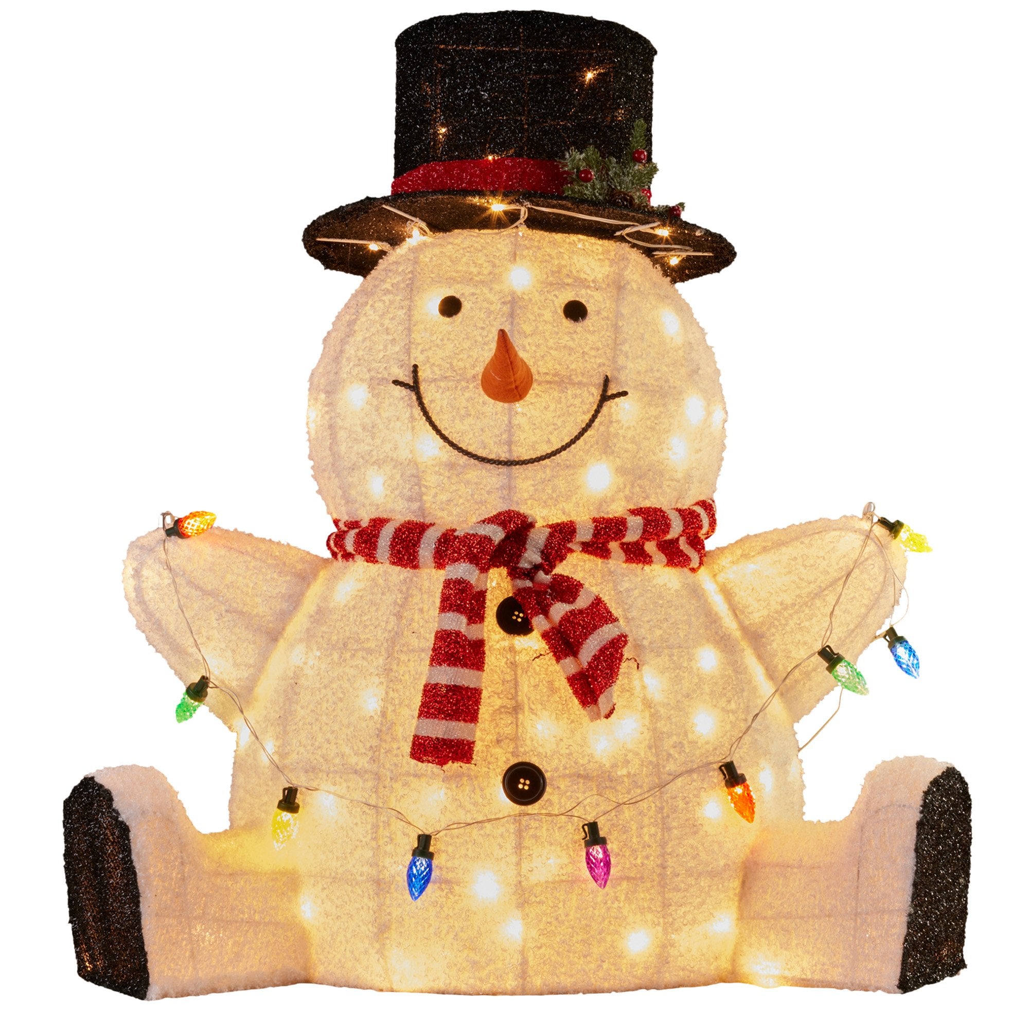 82CM Sitting Snowman Display with 110 LED Lights