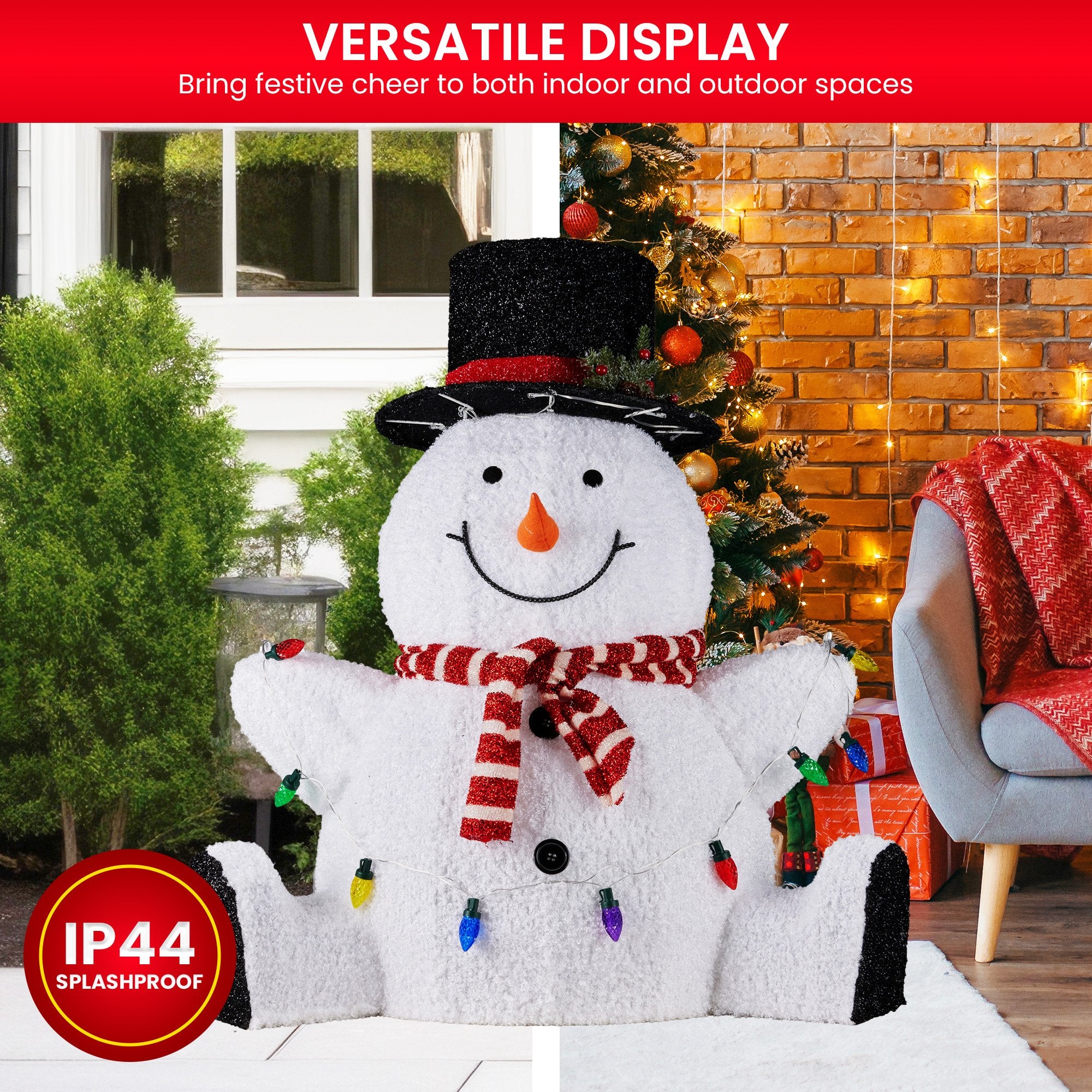 82CM Sitting Snowman Display with 110 LED Lights