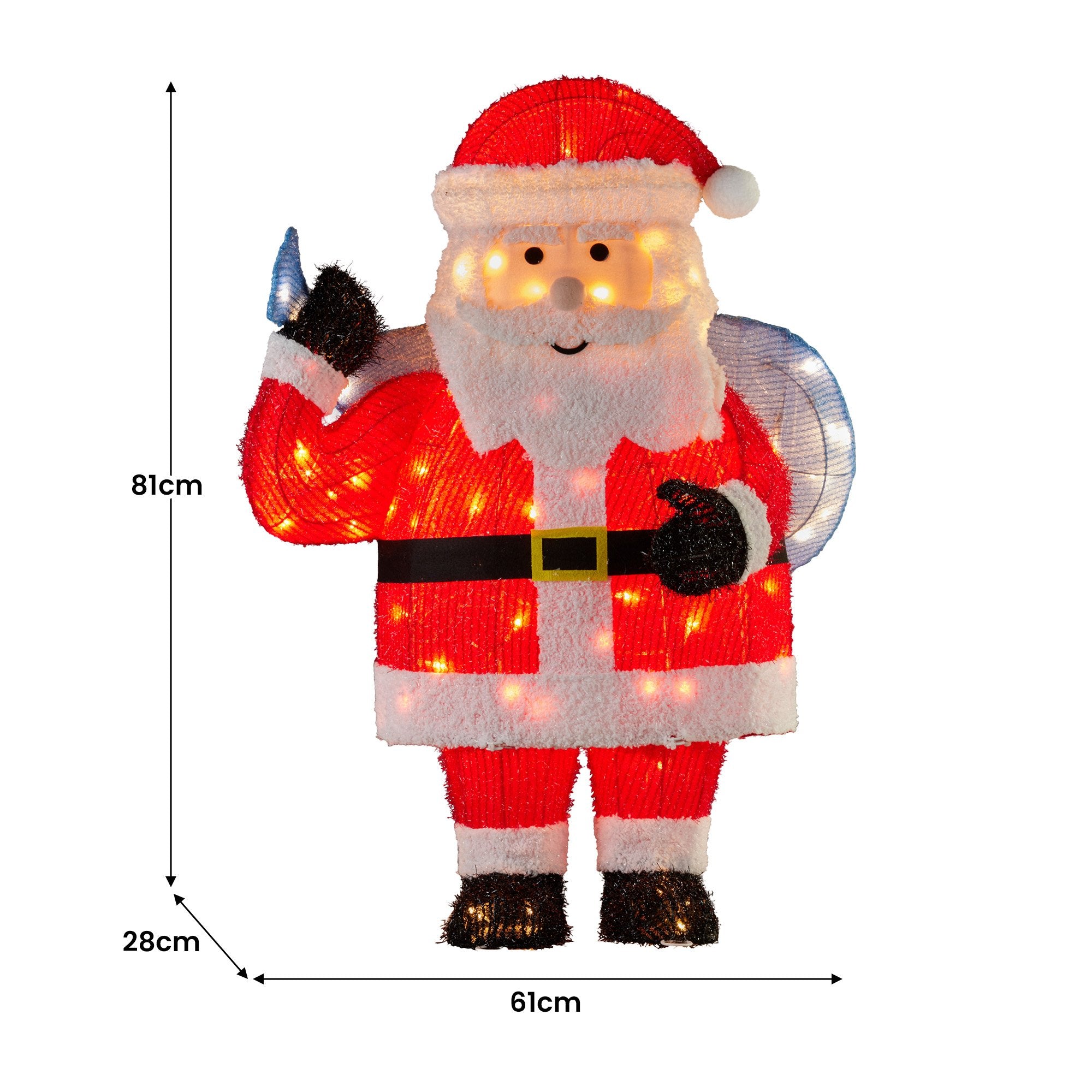 81CM Santa Display with 90 LED Lights