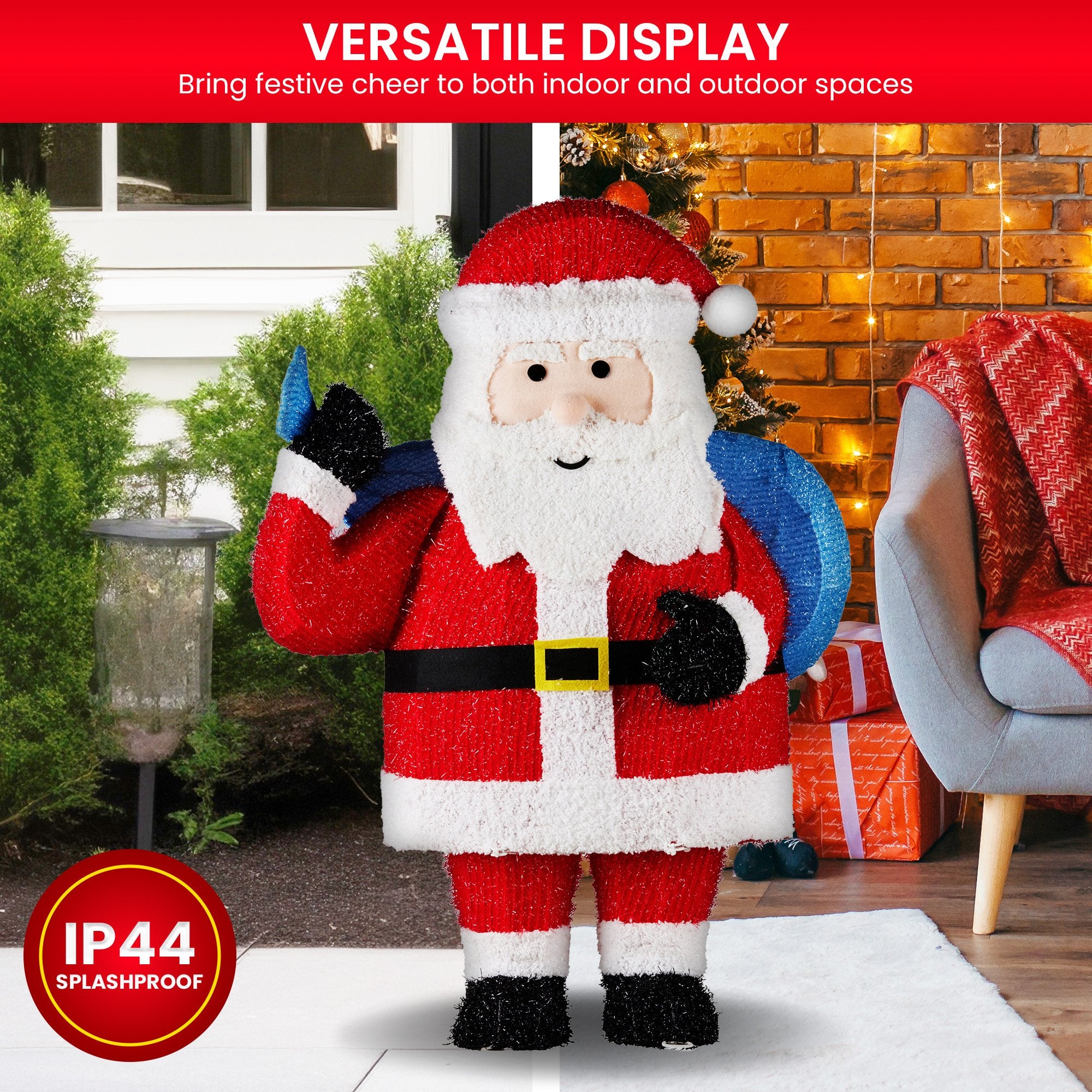 81CM Santa Display with 90 LED Lights