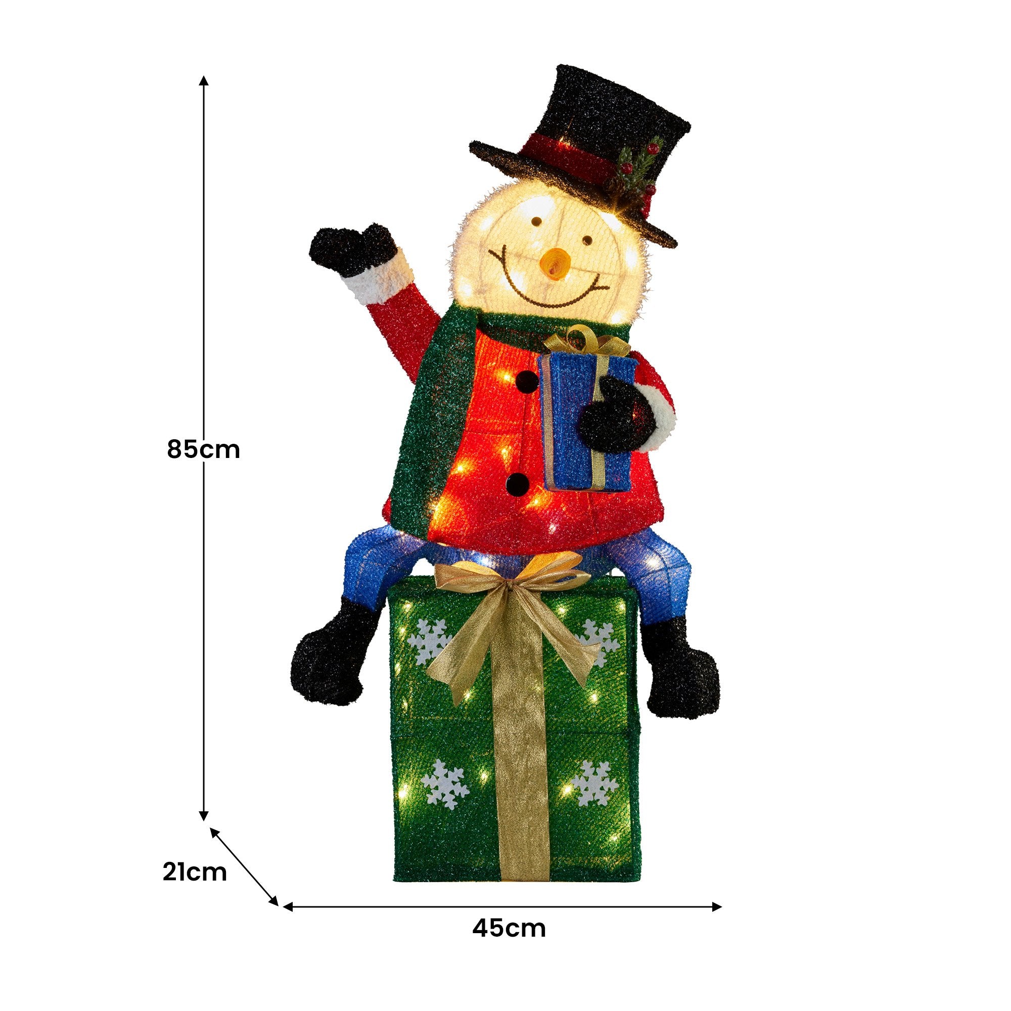 85CM Snowman on Presents Display with 90 LED Lights