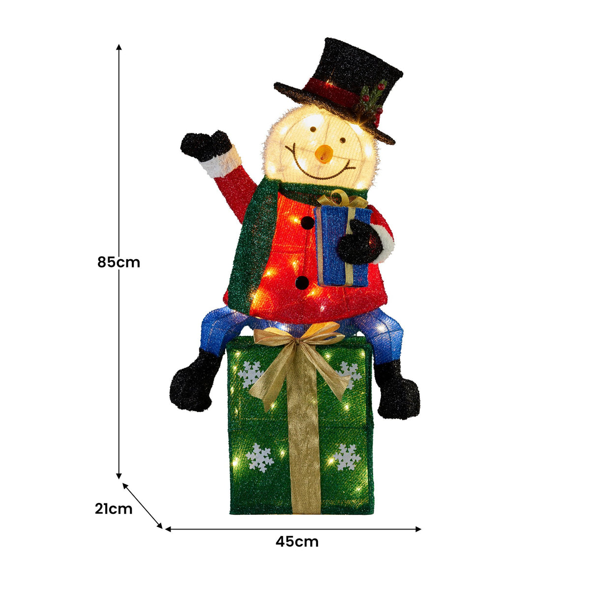 85CM Snowman on Presents Display with 90 LED Lights