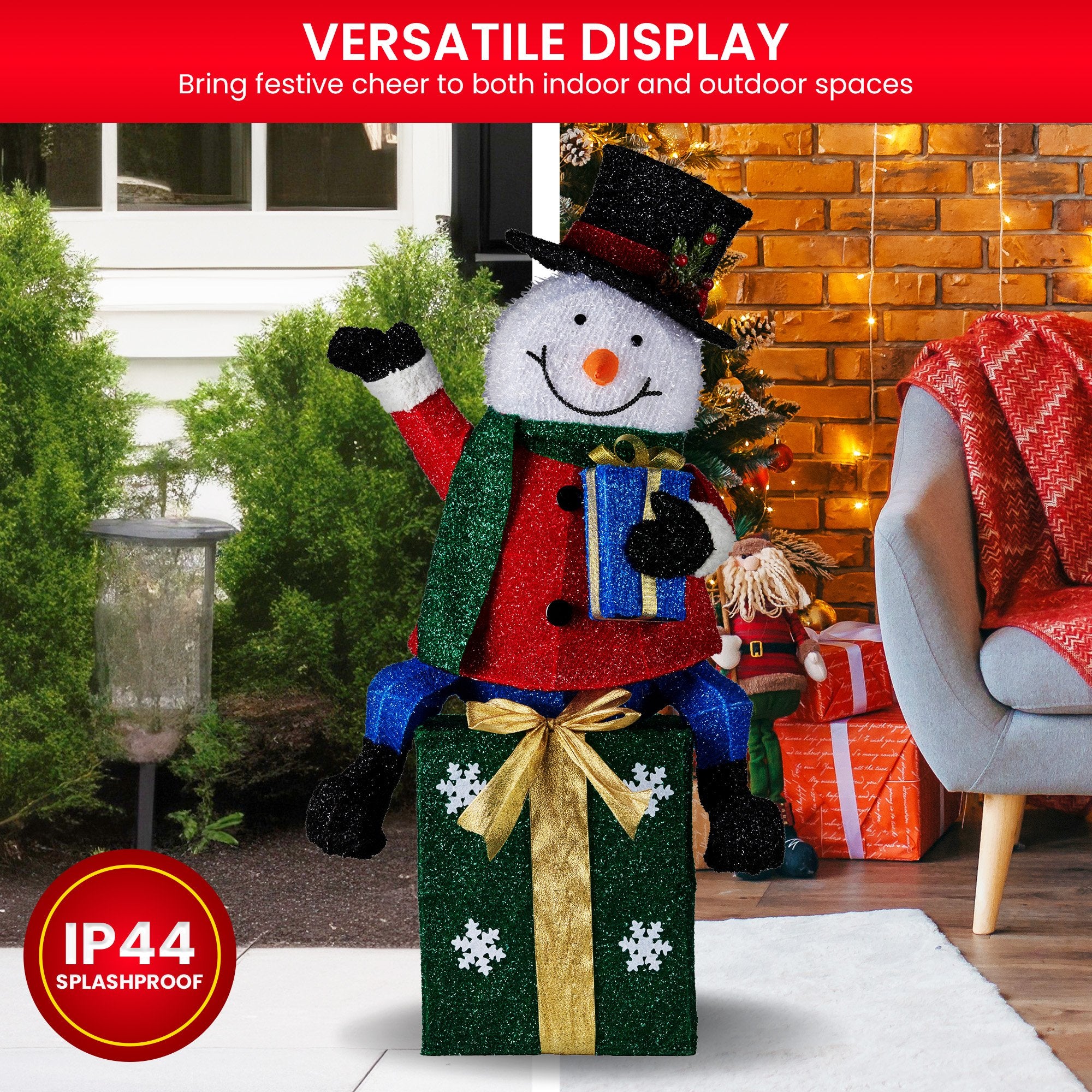 85CM Snowman on Presents Display with 90 LED Lights