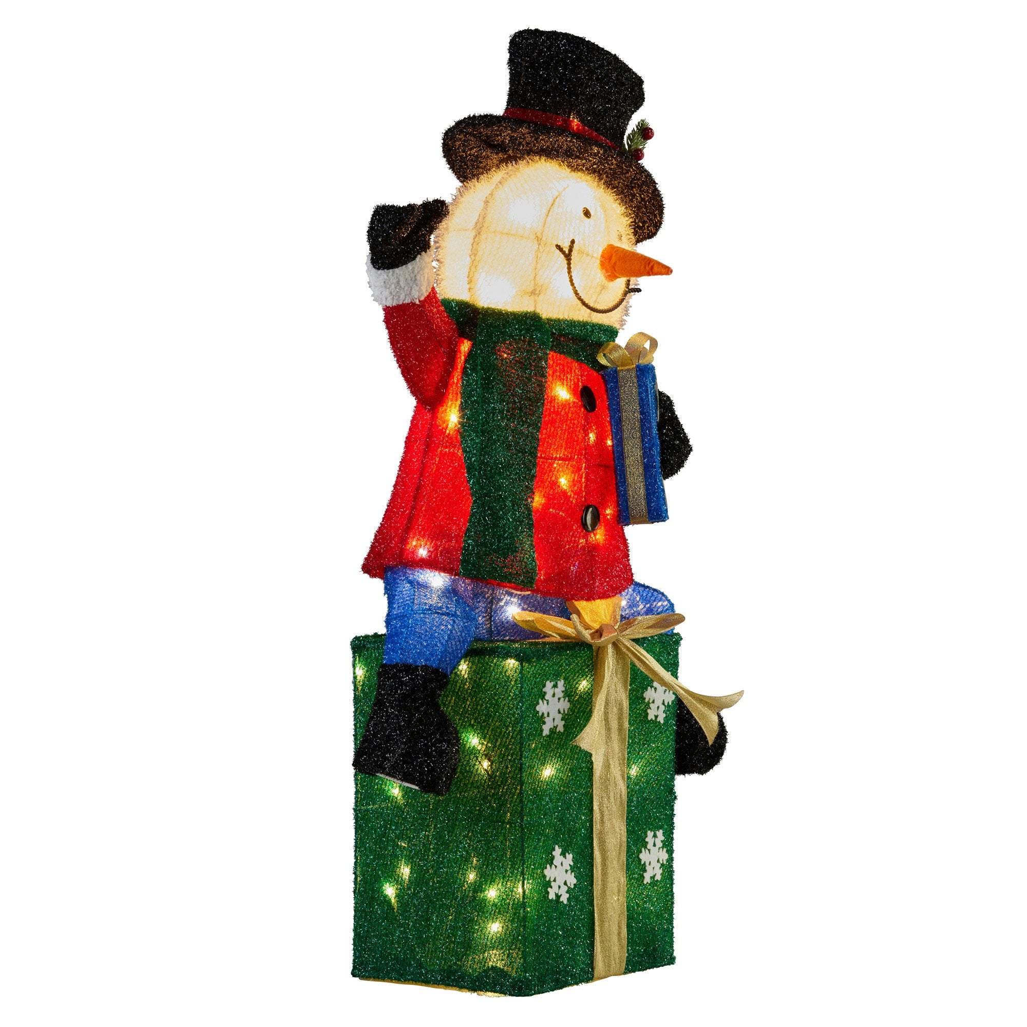 85CM Snowman on Presents Display with 90 LED Lights