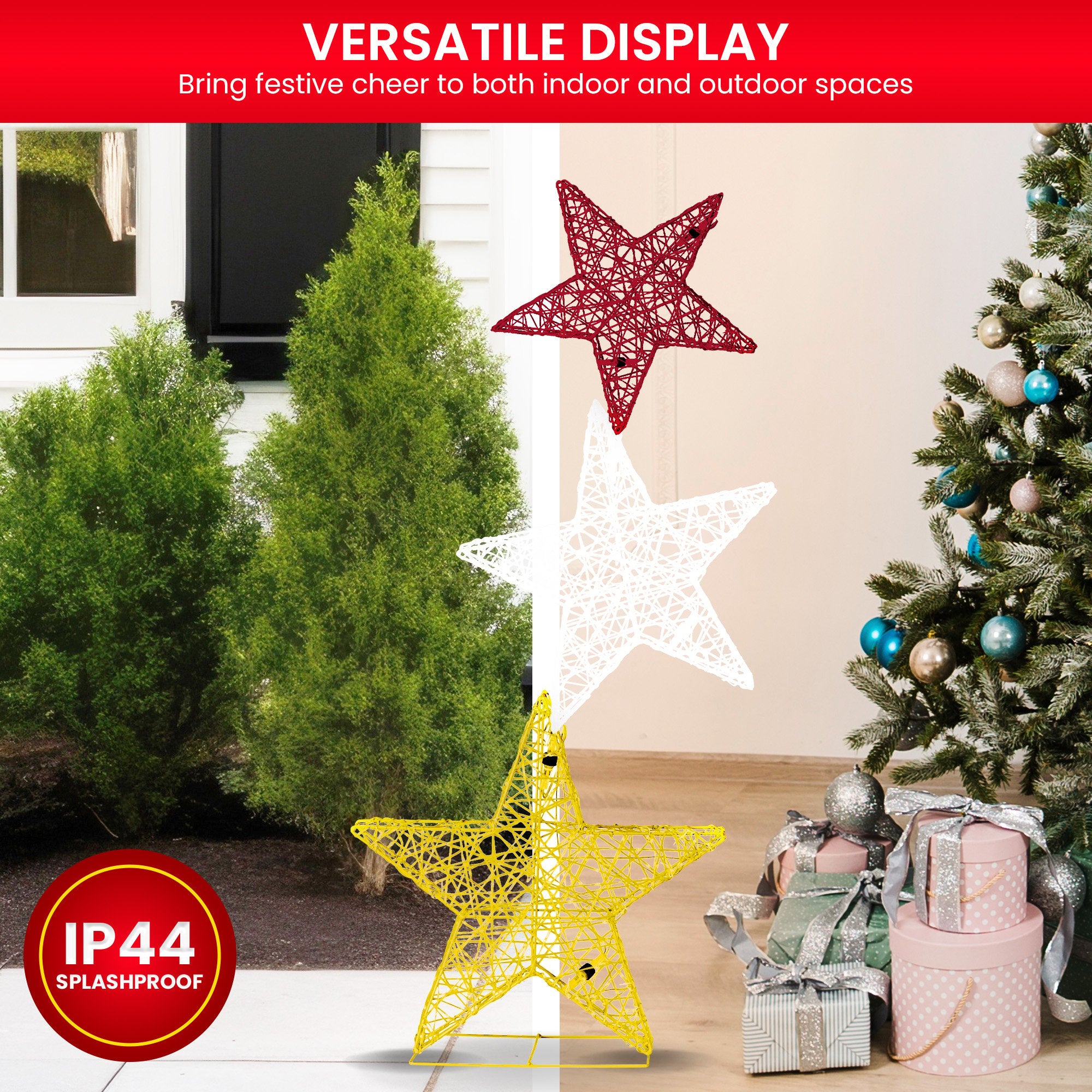 120CM Triple Star Christmas Display with 540 LED Lights