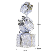 83CM Silver Gift Box Stack Decoration with 60 LEDs