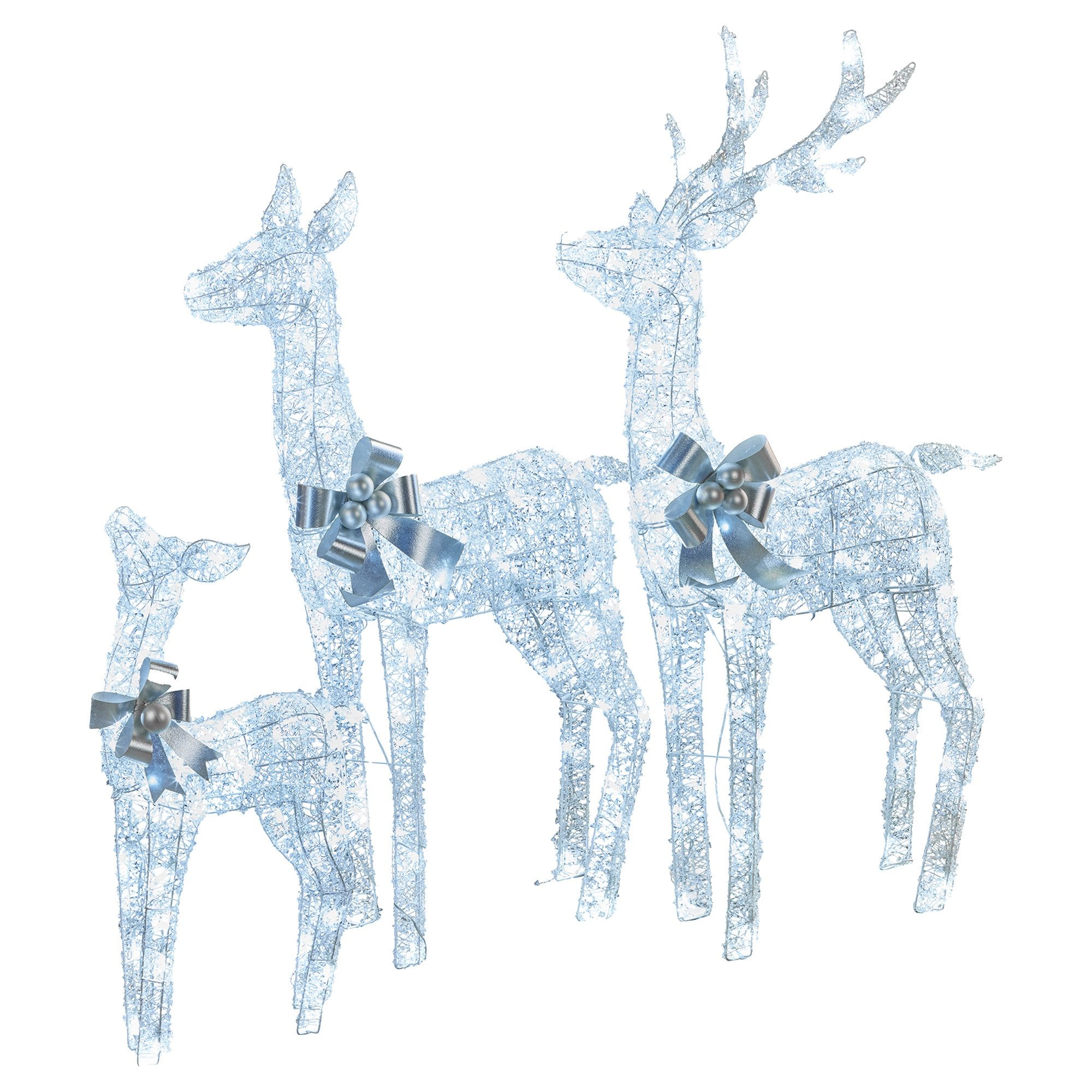 Set of 3 Pre-Lit Christmas Reindeer Displays with 260 Cool White LEDs