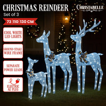 Set of 3 Pre-Lit Christmas Reindeer Displays with 260 Cool White LEDs