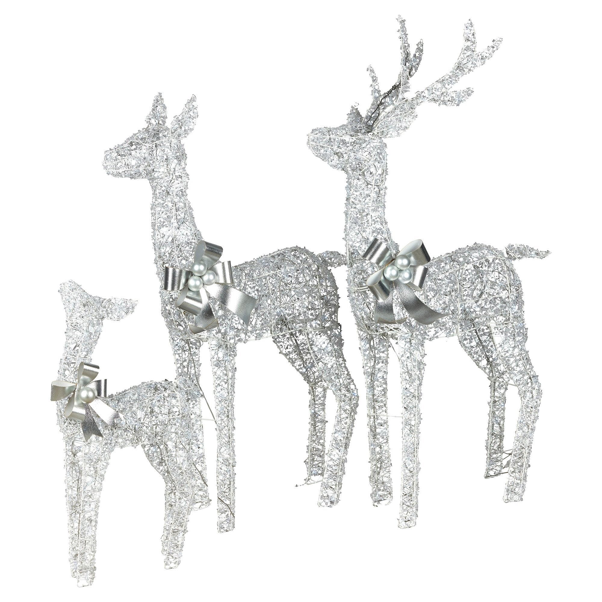 Set of 3 Pre-Lit Christmas Reindeer Displays with 260 Cool White LEDs