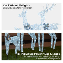 Set of 3 Pre-Lit Christmas Reindeer Displays with 260 Cool White LEDs